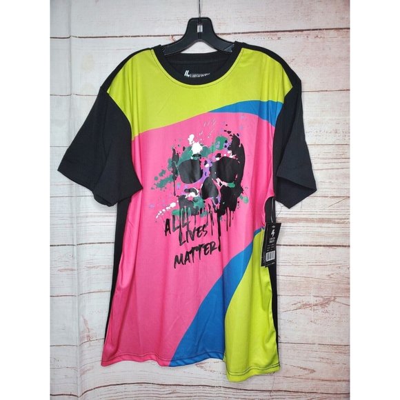 Lavish Society Cotton XL All Lives Matter Skull Graphic Unity Designer Shirt - Picture 1 of 9